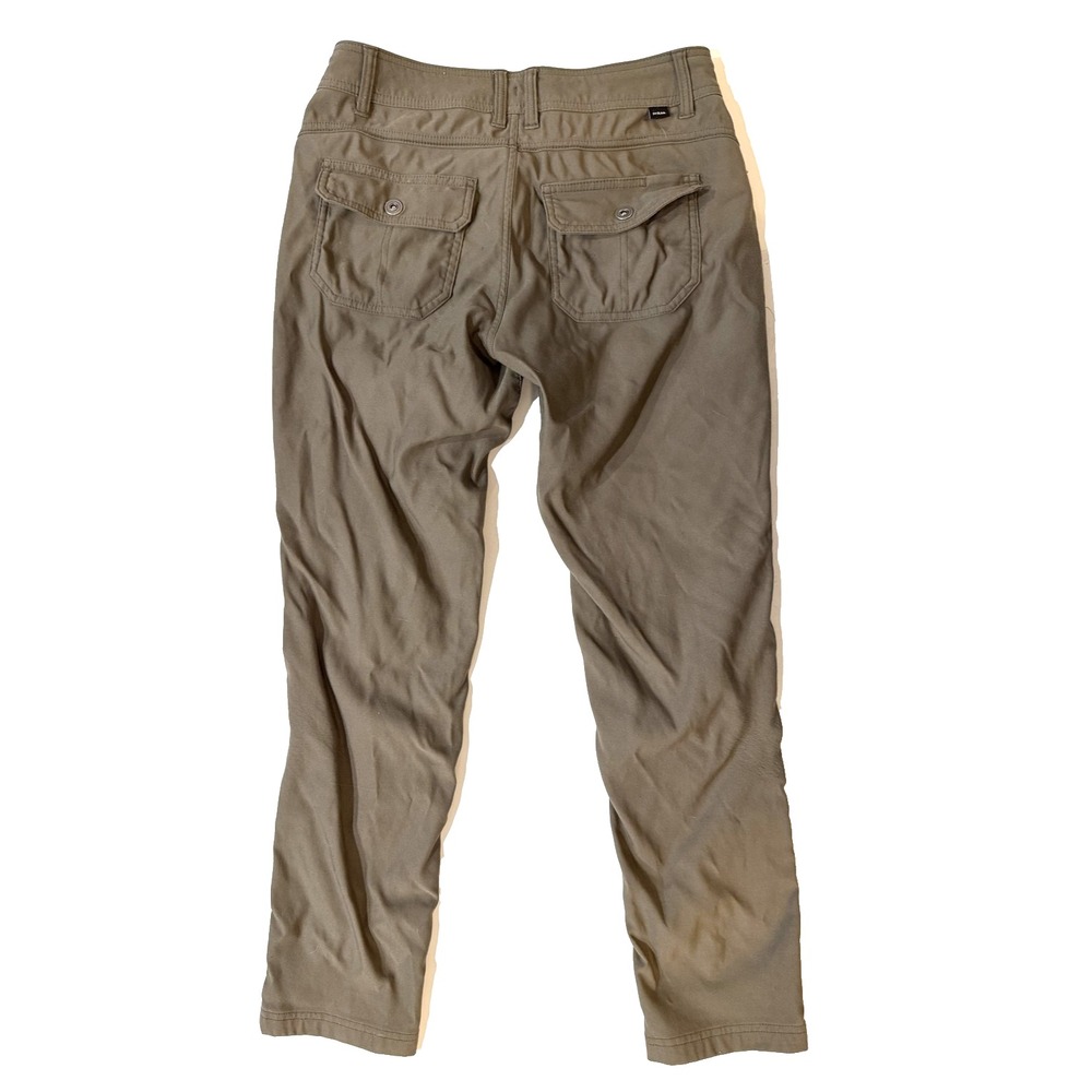 Prana Pants Womens 4 Green Straight Cargo Hiking Outdoor Elastic‎ Waist Utility